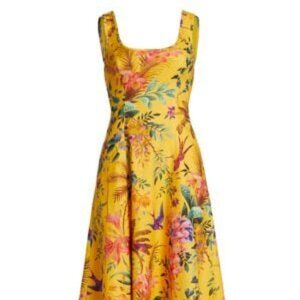 Zimmermann Tropicana Linen Midi Dress 2 (6-8) Mango Floral